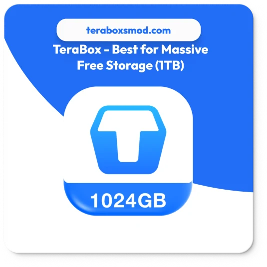 TeraBox is a top-tier cloud storage service providing a massive 1TB (1,024GB) of free, permanent storage upon sign-up